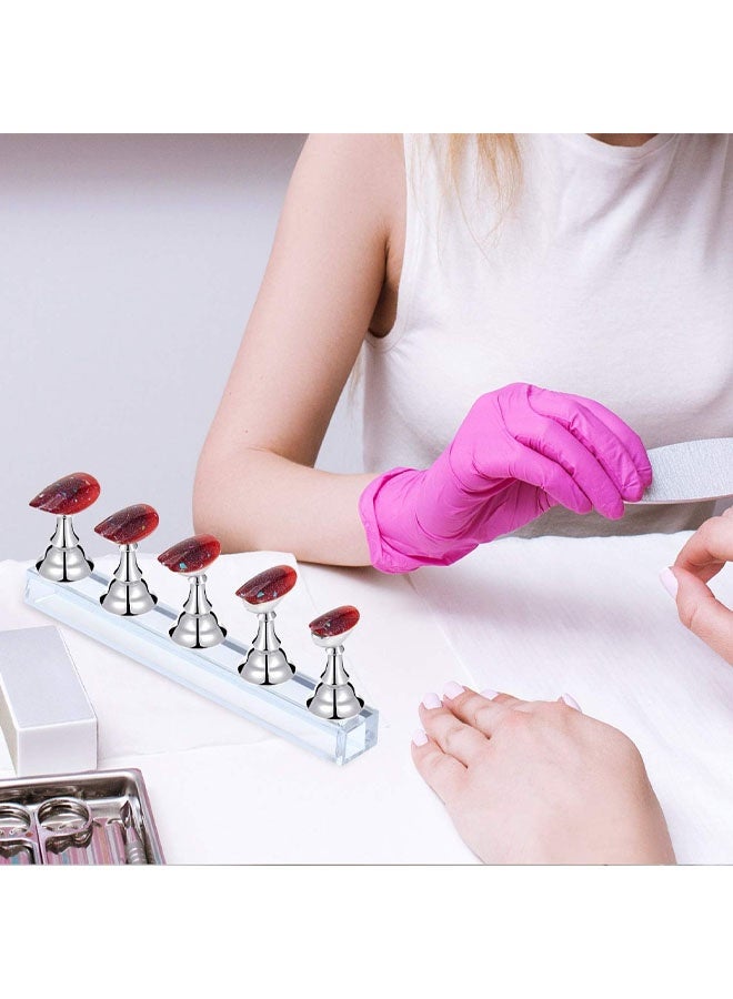 4 Sets Nail Stand for Painting, Sliver Acrylic Nail Holder for Painting Nails, Press on Stand for Beginners, DIY Painting Use, Home  Supplies - Image 4